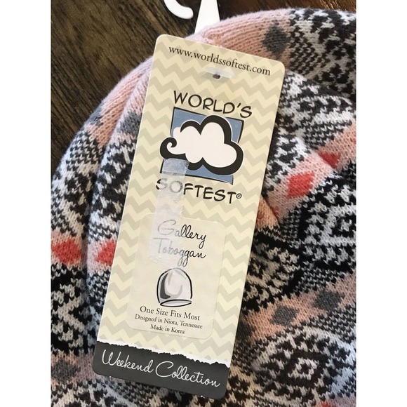 World's Softest Weekend Collection Gallery Toboggan Hat Harvest Orange Gray - Picture 2 of 5